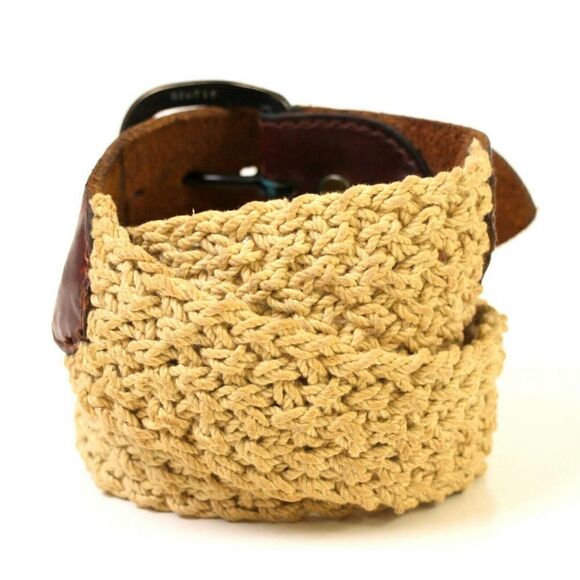 VTG CORD BRAIDED BRAWN GENUINE LEATHER 1 3/4"Wd CASUAL WOMEN'S BELT Sz M/L (15D - Picture 3 of 8
